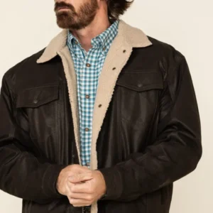 Alberto Brown Shearling Leather Sherpa Jacket