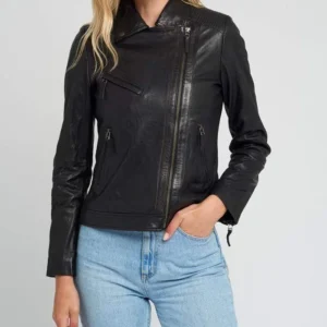Women Motorcycle Style Real Leather Jacket