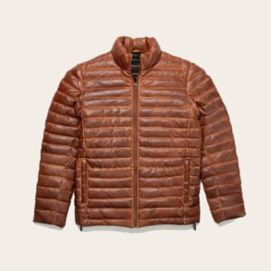 Unisex Bridger Brown Real Leather Puffer Jacket