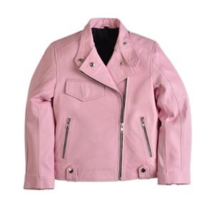 Kelly Girls Pink Moto Leather Jacket
