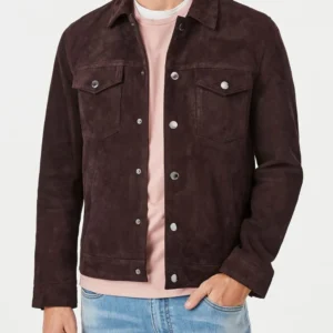 Men’s Suede Trucker Brown Leather Jacket