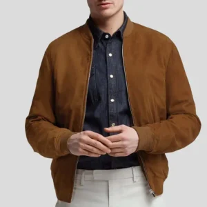 Men’s Suede Leather Bomber Jacket