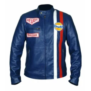 Steve McQueen Gulf Racing Real Leather Jacket