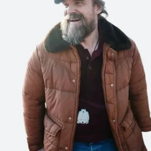 Stranger Things Jim Hopper Shearling Puffer Leather Jacket