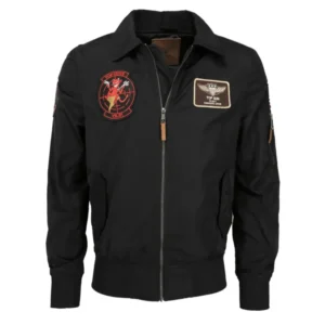 Top Gun Flight Pilot Bomber Black Jacket