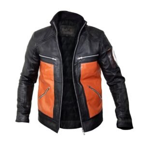 Uzumaki Naruto Shippuden Cosplay Costume Real Leather Jacket