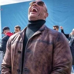Red Notice Dwayne Johnson Leather Coat