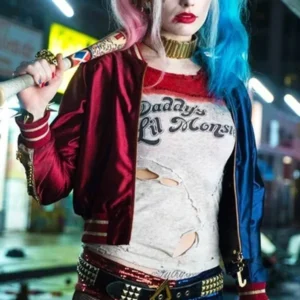 Margot Robbie Suicide Squad Satin Varsity Jacket